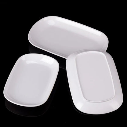 Rectangle Melamine Breakfast Plate Meal Dish Trays Imitation Porcelain Dessret Snack Dishes to Eat Kitchen Tableware 8-10 Inch.