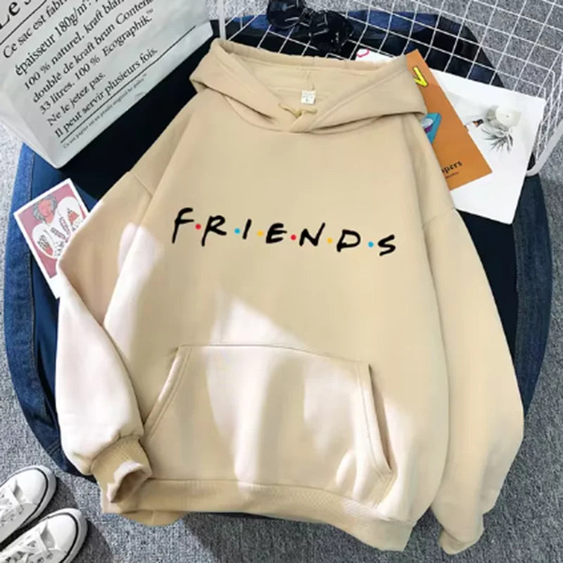 Frauen Freunde Drucken Hoodie Langarm Pullover Mode Kleidung Lässig Einfarbig Weiblichen Frühling Herbst Mode Streetwear.