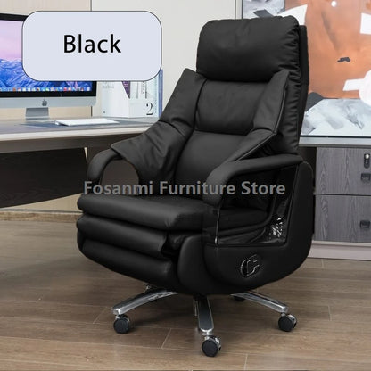 Elektrischer, bequemer Boss-Bürostuhl, Leder, verstellbar, weich, Heimcomputerstühle, ergonomischer Gaming-Schreibtisch, Drehstuhl