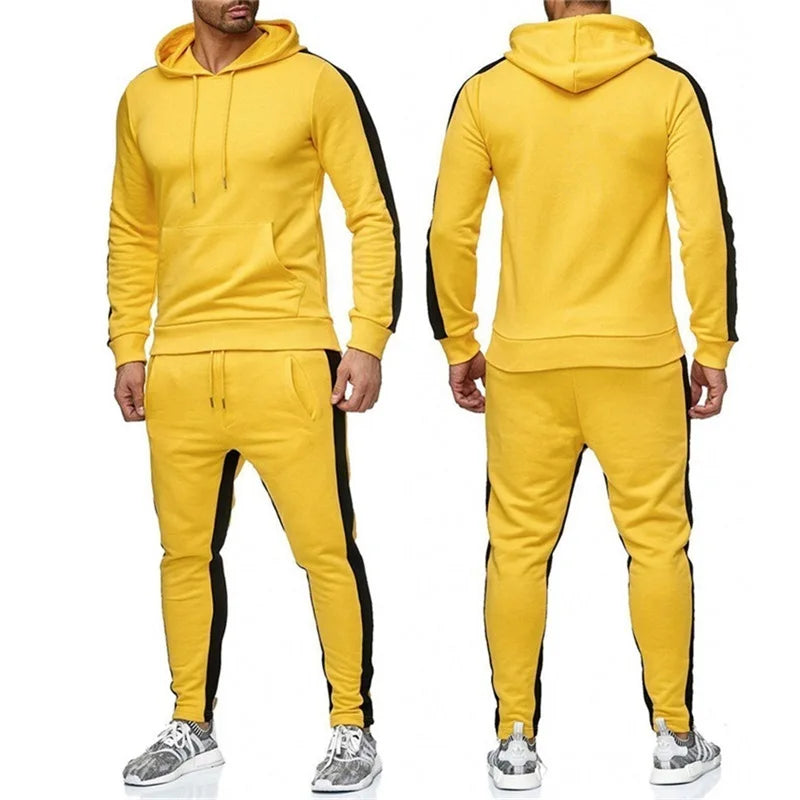 Männer 2 Stück Trainingsanzug Farbe Block Sweatsuit Streifen Casual Winter Langarm Warme Feuchtigkeit Wicking Atmungs Sportswear Anzug.