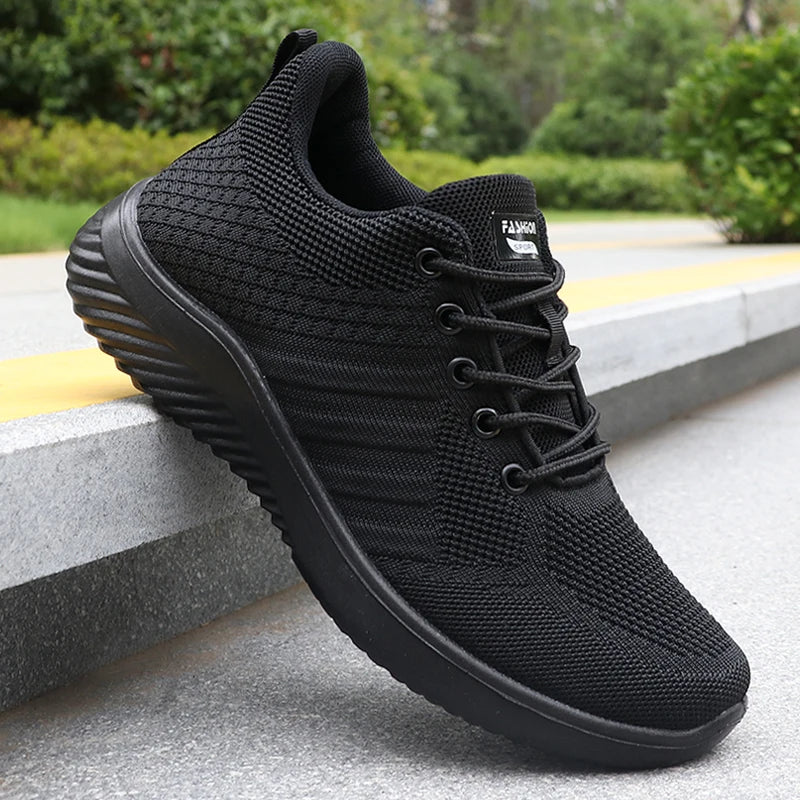 Men's Solid Lace-Up Casual Shoes, Lightweight Outdoor Sports Shoes Suitable for All Seasons Training and Exercise, Lightweight, Breathable and Non-Slip, Ideal for Leisure Walking Enthusiasts.