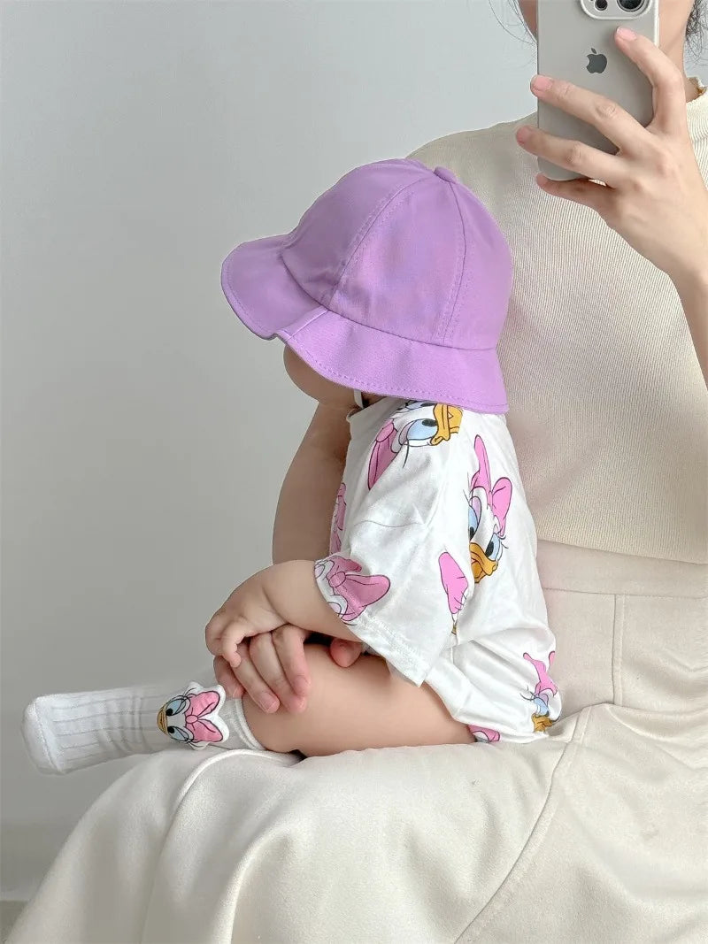 Baby Mädchen Bodys Jungen Neugeborenen Socken Hut 3PCS Kleidung Set Kurzarm Cartoon Daisy Donald Duck Infant Bodys K594-2.
