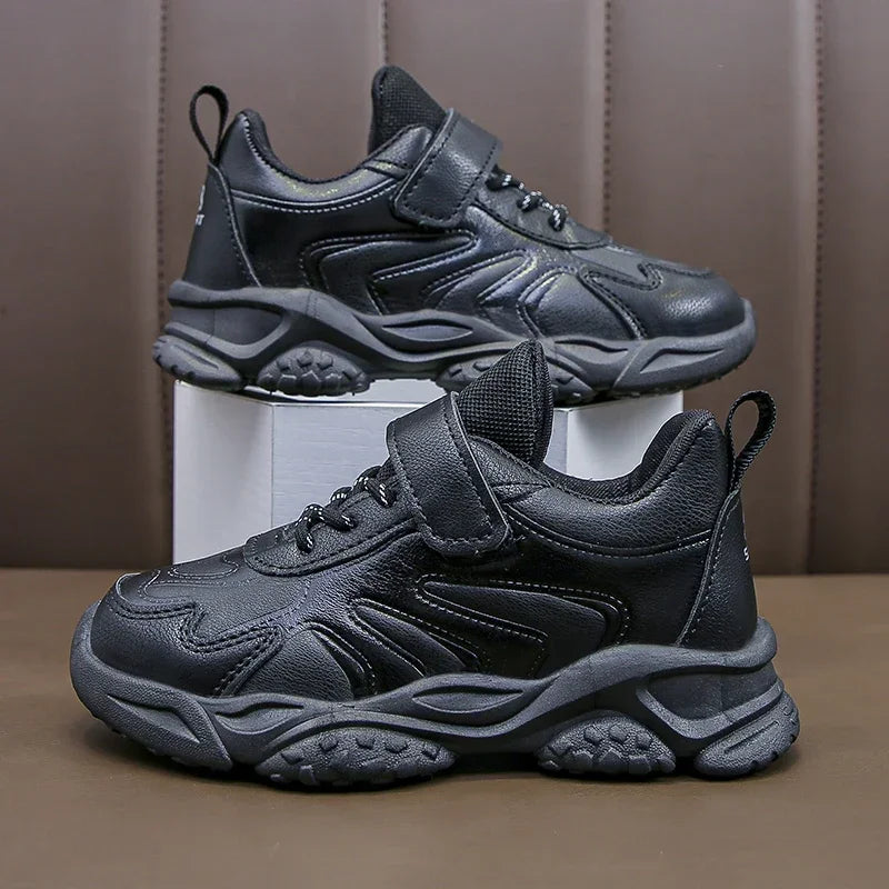 Children White Running Shoes Kids Fashion Sneakers PU Soft Breatheable Comfortable Boys Girls School Sports Shoes Size 26-37.