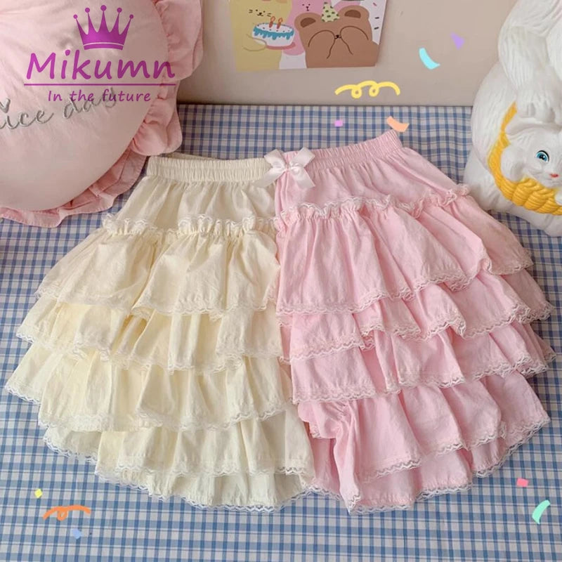 Mikumn Harajuku Japanese Lolita Kawaii Jk Bloomers Women Sweet Lace Ruffles Cotton Pumpkin Pants Y2k Girls Cute Shorts Skirts.