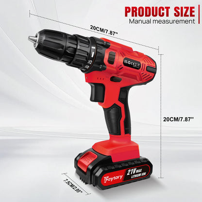 BRIEFNESS 21 V Akku-Bohrschrauber, 45 Nm, Elektroschrauber, Schnellspannbohrfutter, 2 Gänge, Geschwindigkeit, kabelloses Power-Treiber-Set mit Tragebox