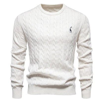 2024 High-quality Men's Sweater Pullover New Deer Embroidery Solid Color Knitted Sweater Men's Knit Sweaters  Men Clothing