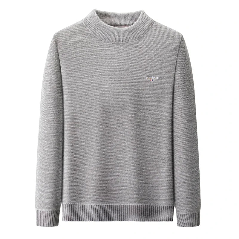 Luxury high-end round neck sweater men's winter trend brand embroidered Korean version casual plush warm thick knitted pullover.