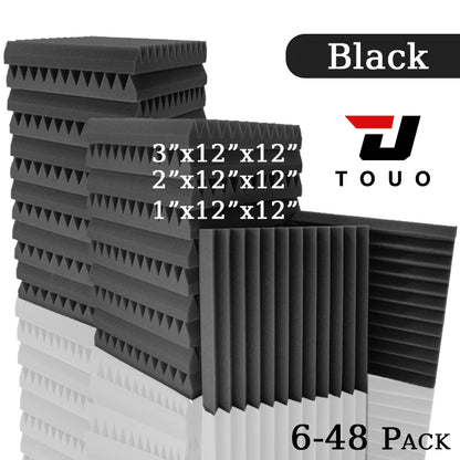 TOUO Panel Soundproofing 6-48 Pack Studio Acoustic Foam Sound Absorbing Foam Panel House Isolation Wall Acoustic Foam Sponge Pad