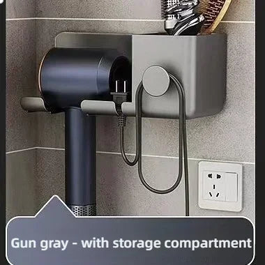 An der Wand montierte stanzfreie Toilette Haartrockner Rack Badezimmer Haartrockner Lagerregal Haartrockner Halterung Badezimmerzubehör ﻿