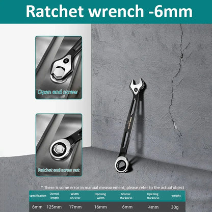 1PC 6-22mm Kombination Ratsche Dual-zweck Schlüssel Metric Universal Spanner arbeitssparende Anti Slip reparatur Werkzeug Hand Werkzeug