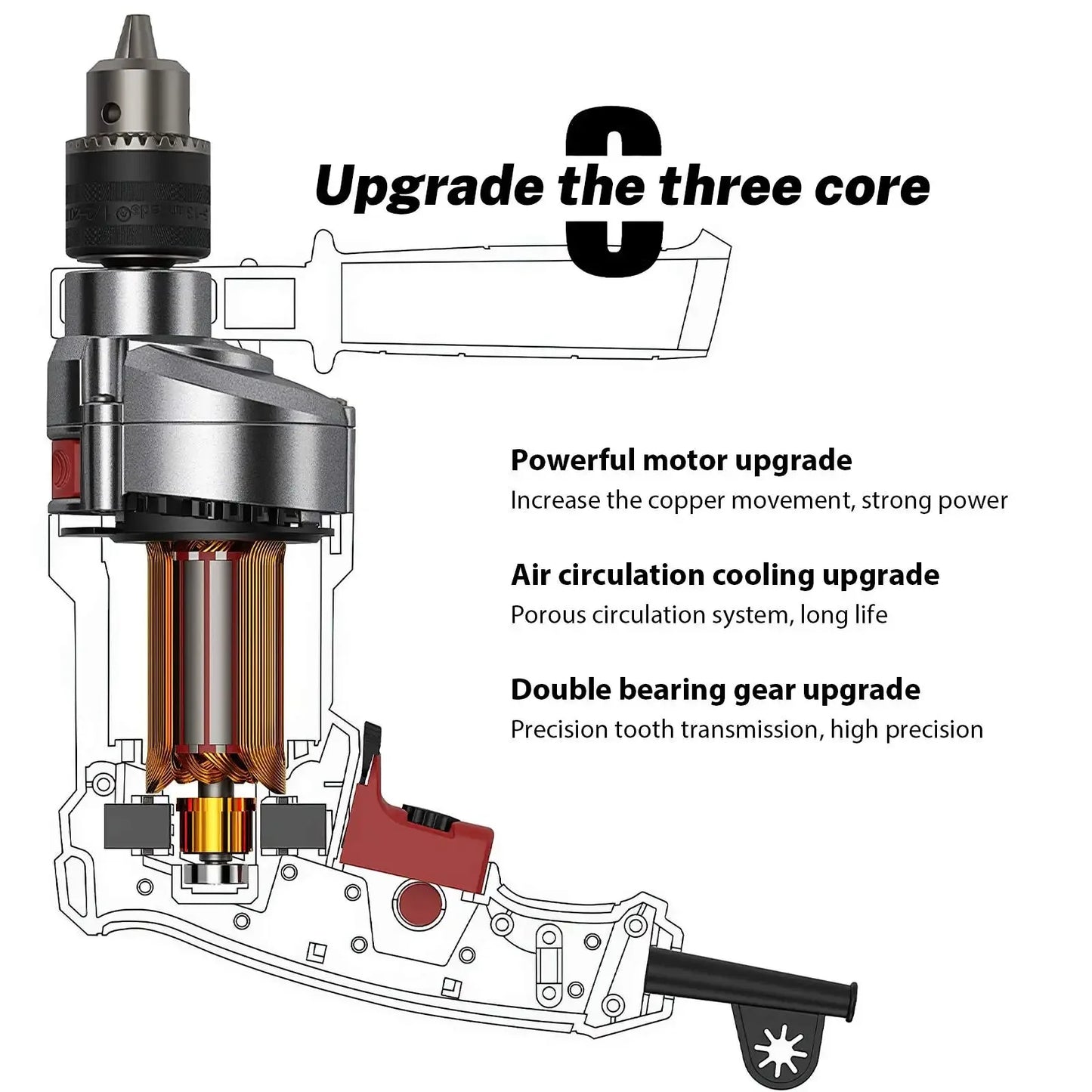Elektrische Bohrmaschine Schlagbohrmaschine Multifunktions Variable Geschwindigkeit Holz Metall Stein Abschneiden Haushalt Wand Loch Bohren Elektrowerkzeuge