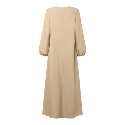 2025 ZANZEA Autumn Maxi Long Dress Women Elegant Long Sleeve Solid Pleated Sundress Patchwork Dresses Muslim Abaya Robe Femme.