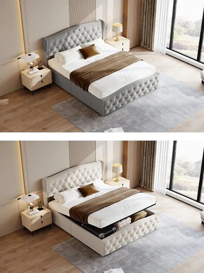 Creahappy – Polsterbetten – Betten unter dem Bett – Einzelbetten mit hydraulischem Hebesystem – Wellenbetten aus Samtgeflecht