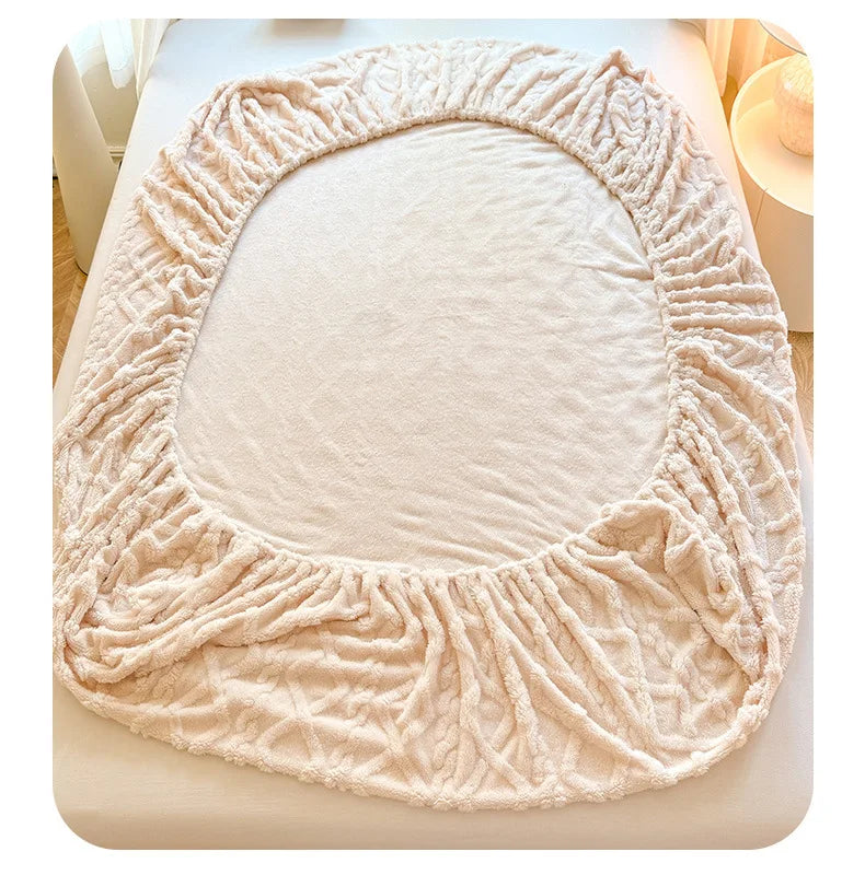 Flannel Fleece Bed Sheet for Winter Warm Sabanas Cama Matrimonial Coral Fleece Fluffy Fitted Sheets For Double Beds Sheets 3 Pc.