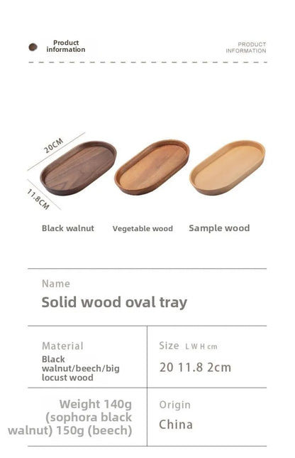 Japanese Acacia wooden tray rectangular dinner plate heat insulation solid wood grain oval bread.