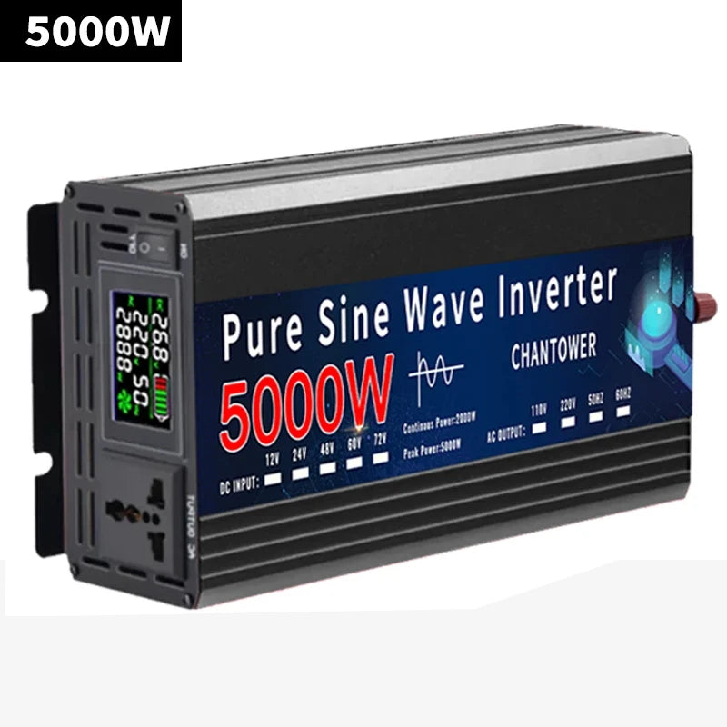 Pure Sine Wave Inverter 12V 220V 24V 110V 1000W 2000W 3000W 4000W 5000W DC To AC Portable Power Converter Car Solar Inverter.