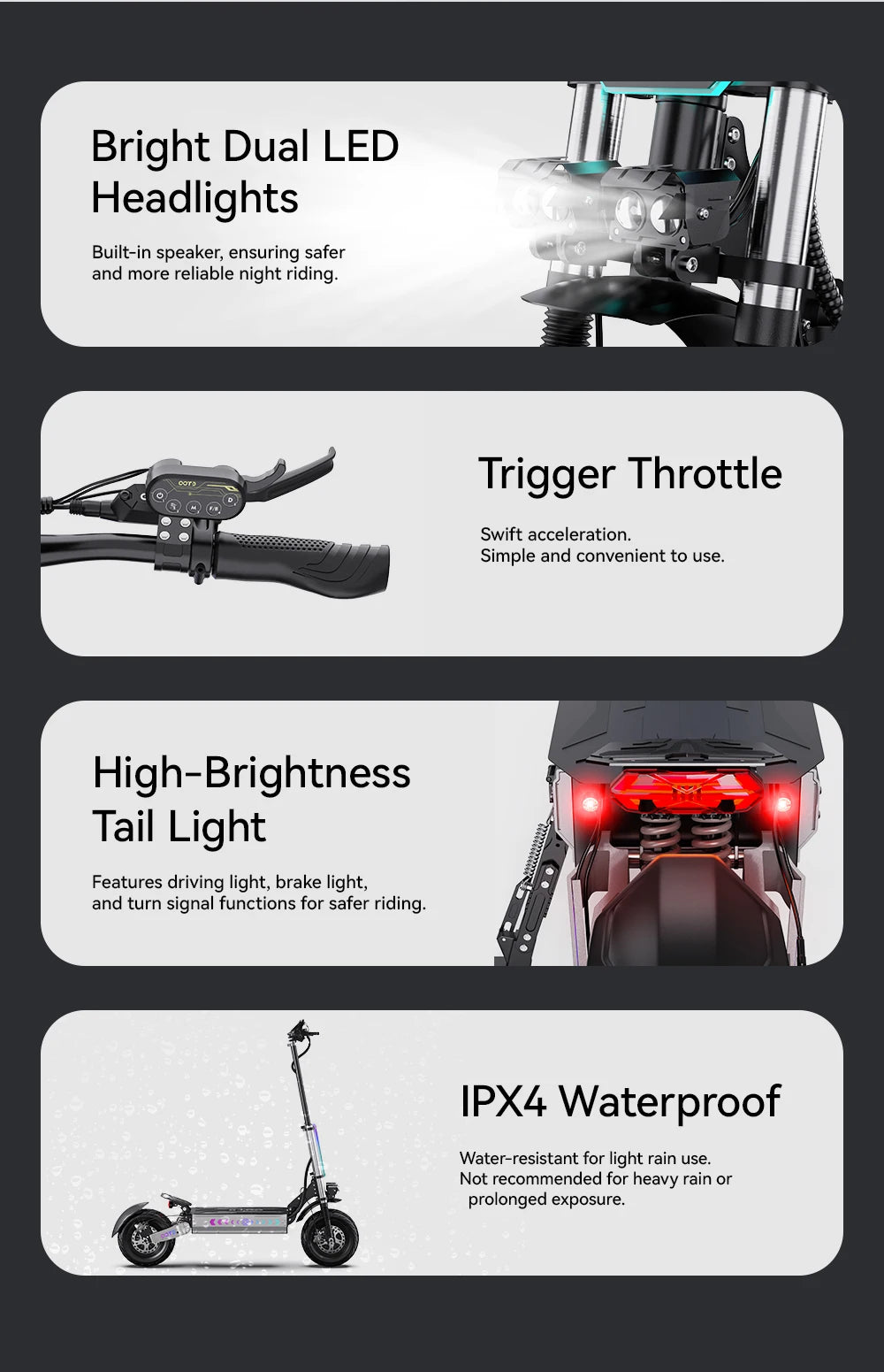 OOTD T90 Foldable Adult Electric Scooter, 85km/h E-Scooter, 4200W Electric Kick Scooter, 60V 31.2Ah Skateboards Kickboard, 100km.