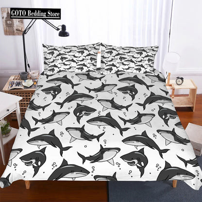 2021 Thick Bedding For Shark Ocean 3D Print Duvet Cover Pillowcases Black And White Bedding Sets Ropa De Cama Euro Size 2/3pcs.