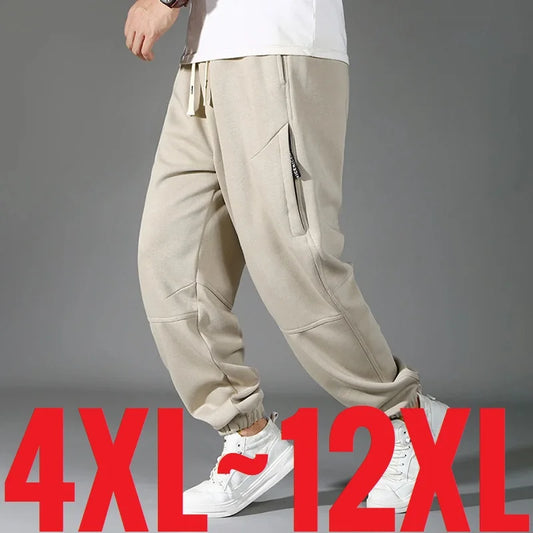 Extra Big Size Men's Pants Elastic Waist Loose Fit Jogger Male Spring Plus Large Sweatpant Fat 12XL Baggy Sport Trouser 10XL 9XL.