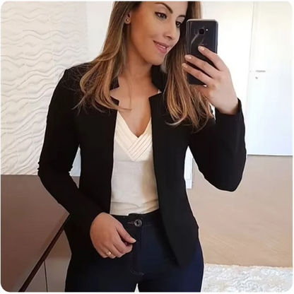 Strickjacke einfarbig lang ärmel ige Damen elegante Anzug Jacke täglich Büro Mode Straße Herbst Slim Fit Top.