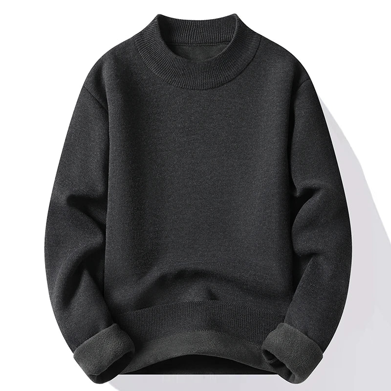 Knitwear Sweater New Autumn/Winter Mock Neck Sweatshirts Solid Color Pullovers Man Brand Casual Mens Clothing
