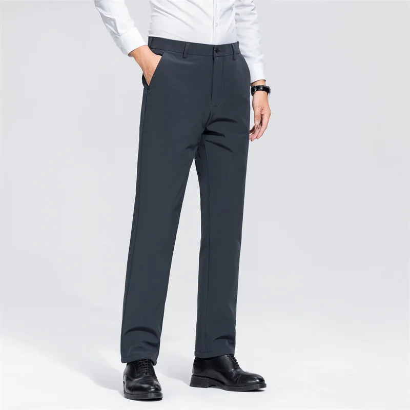 Men's Formal Down Pants 90% White Duck Down Winter Business Trousers Thickened Warm Straight Stretchable Office Pants Man PT-594.
