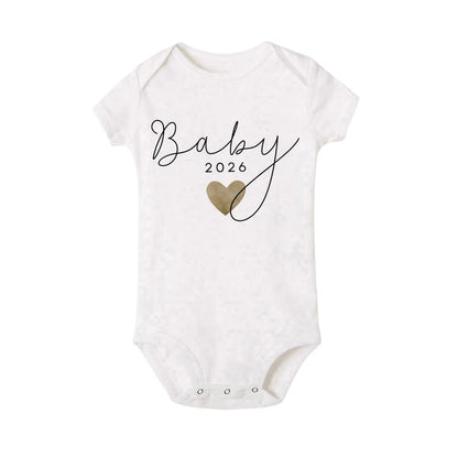 Baby 2026 Schwangerschaftsankündigung Neugeborenes Baby Bodys Sommer Jungen Mädchen Strampler Overall Kleidung Outfit.