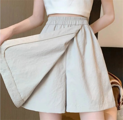 Women Korean Skirts Shorts 2025 Summer Fashion New In Solid High Waist Pant Female Streetwear Casual Loose Harajuku Trousers.