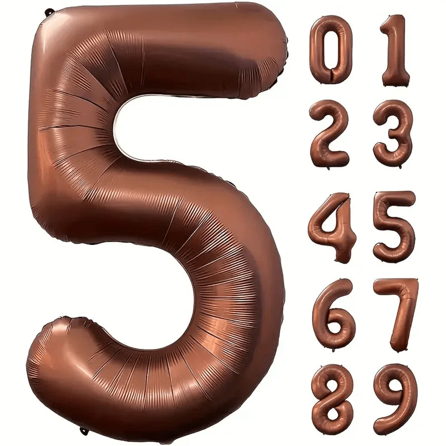 40inch Foil Brown Number Balloon Number Balloon 0-9 Birthday Wedding Party Decoration Supplies Happy Holidays Baby Shower Gifts