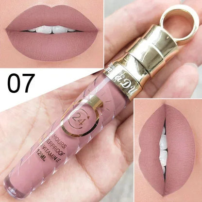 20 Colors Lipstick Waterproof Long Lasting Matte+Shimmer Mental Beauty Lip Gloss Nude Glitter Lip Gloss Beauty Sexy Lip Tint.
