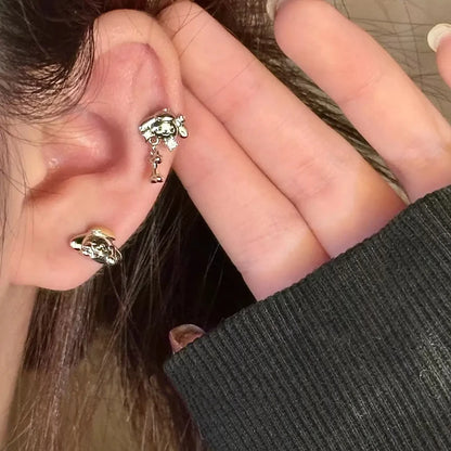 1 Pcs Sliver Dog Bone Claw 316L Stainless Steel Ear Bone Nail Korean Style Fashion Cartilage Earrings For Women Jewelry.