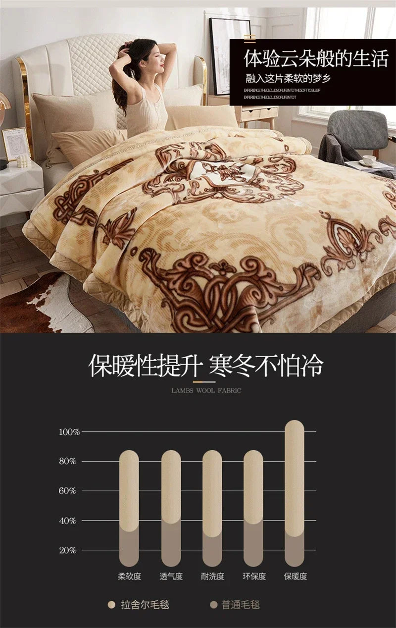 New Warm Weighted Blankets for Beds High End Thicken Warmth Raschel Blanket for Winter Autumn Double Side Plush Comforter Quilt.