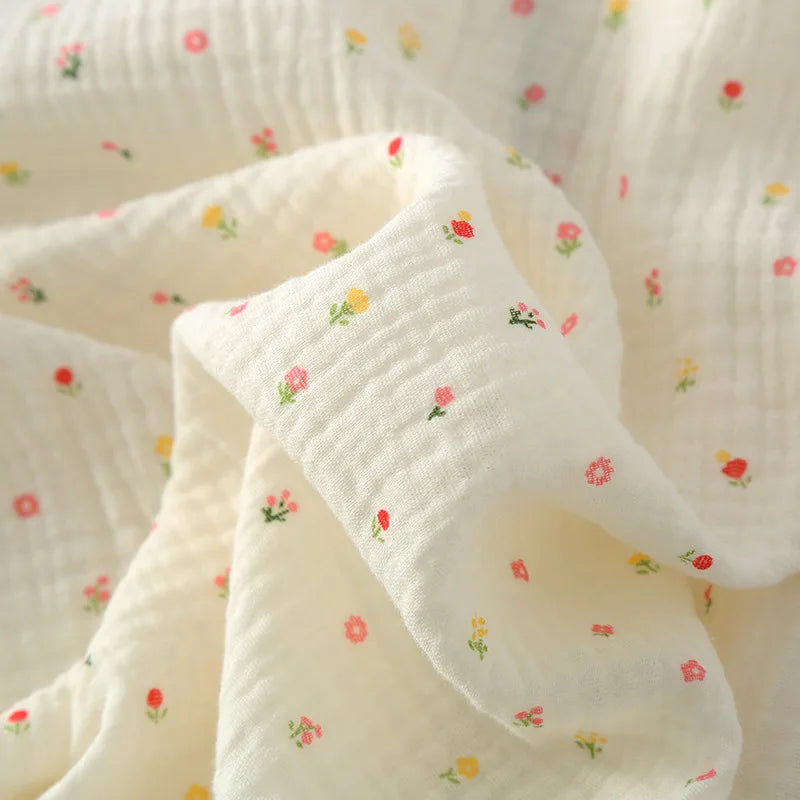 Pajamas pure cotton three-piece set spring and summer thin crepe autumn gauze lapel short-sleeved trousers shorts loungewear set.