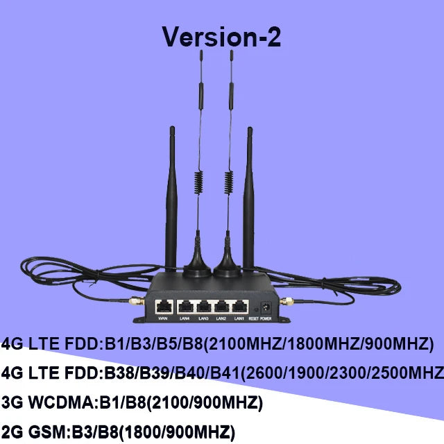 KuWFi 4G LTE WiFi Router 2.4G CAT4 300Mbps RJ45 Port Support VPN DDNS Firewall Function Wall-Mounted External 4pcs Antennas
