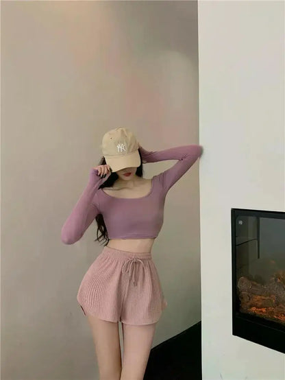 Women Gym Fitness Running Shorts Women's Summer Thin Style Loose Casual Large Size Wide Leg High Waist A-word Sports Hot Pants.