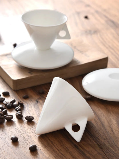 70ml White Cone Coffee Cup And Saucer Set Office Coffeeware Ceramic ESPRESSO Glass Cappuccino Mug Bone China Demitasse Teacup.