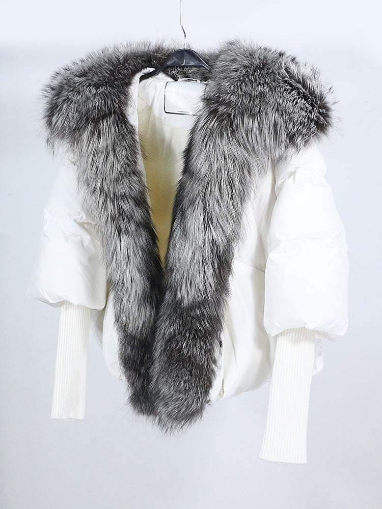 Lose Natürliche Echt Fox Pelz Kragen Mantel Dicke Neue Europäische Mode Weiße Ente Unten Jacke Winter Frauen Warme Luxus Oberbekleidung