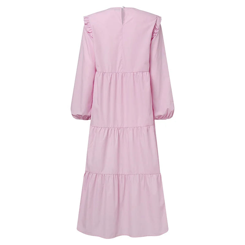 2025 Vintage Solid Muslim Dresses Women Dubai Abaya Islamic Maxi Dress Robe Females Elegant Sweet Party Sundress Kaftan Vestidos.