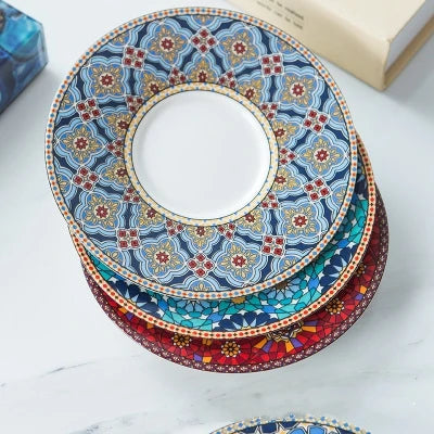 Luxury Coffee Cup and Saucer Set for Cappuccino, Latte, Espresso, Moroccan Style, Ceramic Tea Cup, Kitchen Tool, House Warming.