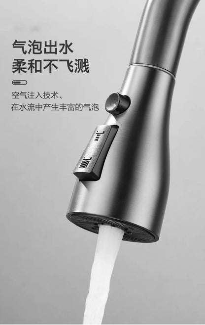Kitchen Faucet Single Hole Pull-Out Spout Kitchen Sink Mixer Faucet Stream Spray Head Gun Gray/Black Mixer Faucet