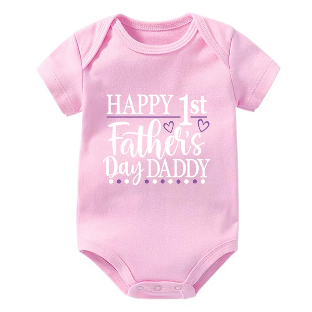 Happy 1st Vatertag Papa Druck neugeborenes Baby Jungen Mädchen Stram pler Kleidung Kleinkind Sommer Kurzarm Body Väter Tag Geschenke.