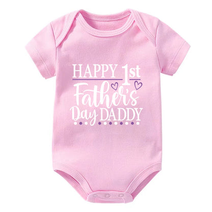 Happy 1st Vatertag Papa Druck neugeborenes Baby Jungen Mädchen Stram pler Kleidung Kleinkind Sommer Kurzarm Body Väter Tag Geschenke.