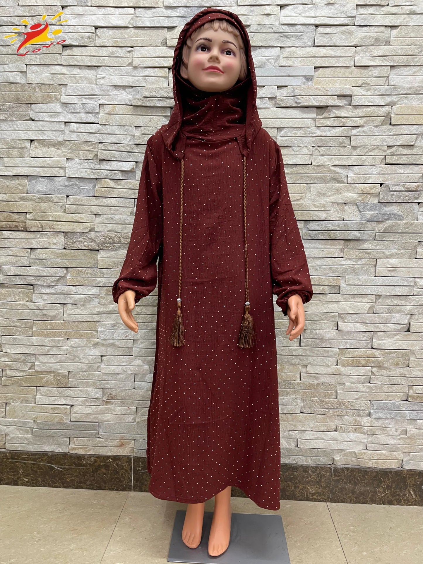 Eid Kids Cotton Prayer Garment Dress Muslim Girls Long Khimar Hijab Turkey Abaya Dresses Islamic Dress Full Cover Robe Ramadan.