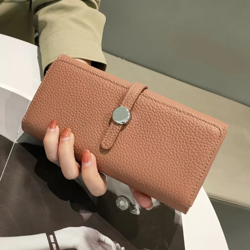 Genuine Leather Wallet Women Long Clutch Fashion Luxury Brand Ladies Purses Card Holder Zipper Coin Pocket High Quality Billfold.