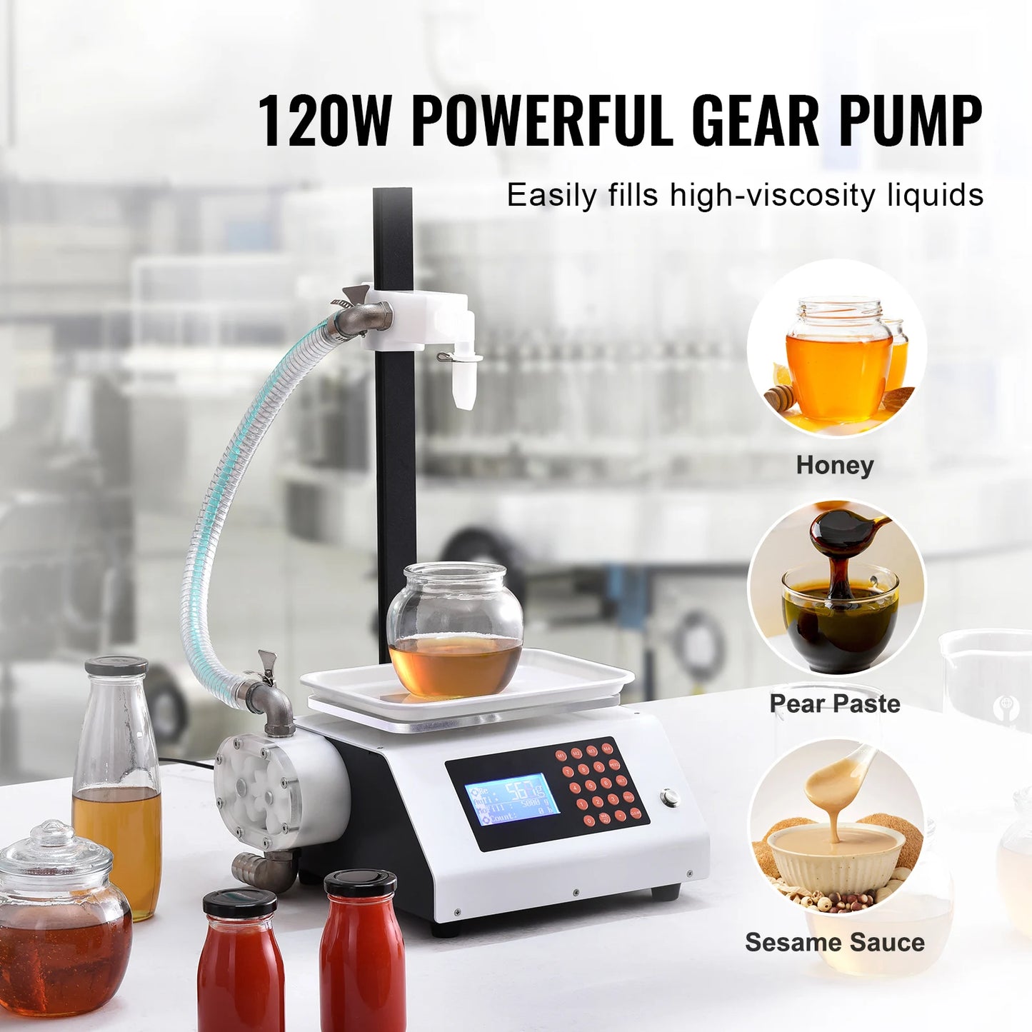 SucceBuy Automatic Liquid Filling Machine Bottle Water Filler Gear Pump Digital Control for Perfume Beverage Olive Oil 50-5000g.