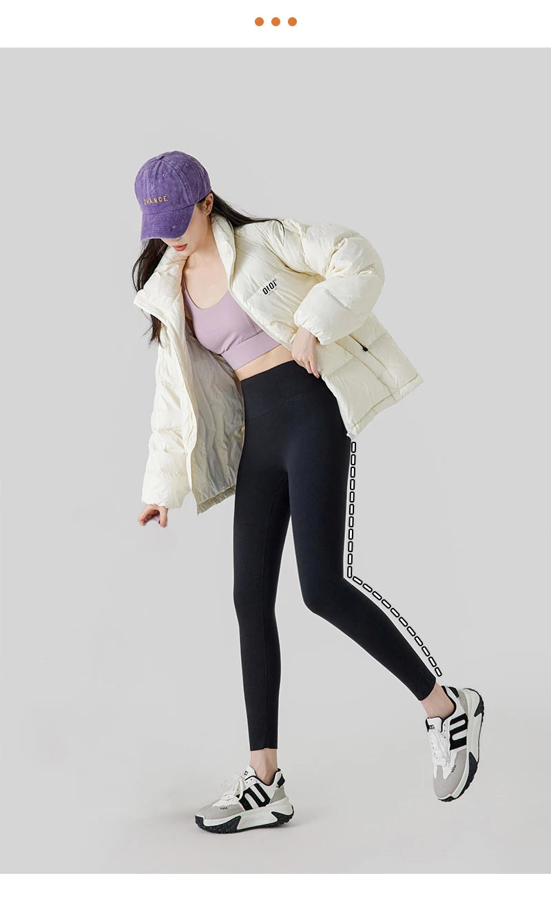 BIVIGAOS Autumn High Waist Seamless Rabbit Fleece Shark Leggings Women Winter Clothes Warm Leggings Sexy Slim Casual Leggings.