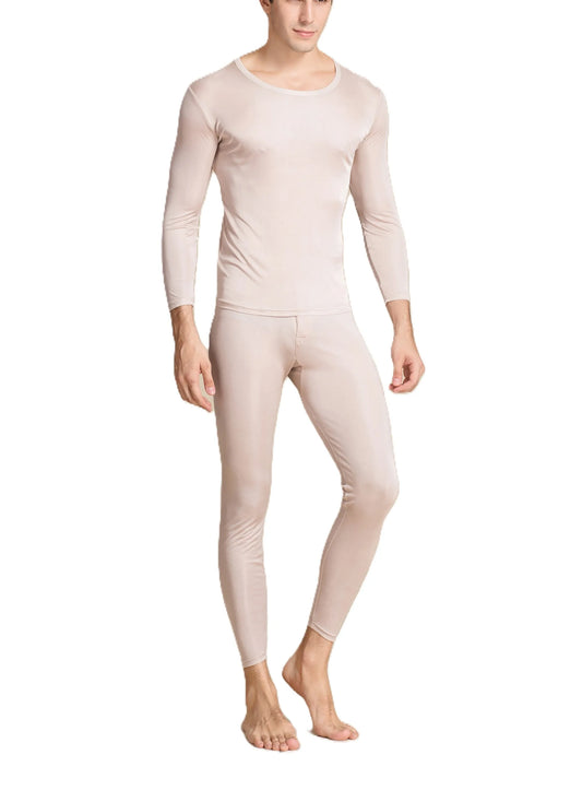 Lange Unterwäsche aus Seide für Herren, lange Unterhosen aus Maulbeerseide, Ober- und Unterteil, Thermounterwäsche-Set/Grundlagen