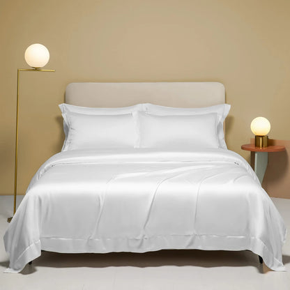 Liv-Esthete Noble 100% Silk Bedding Set Blue Gray Summer Duvet Cover Pillow Case Bed Sheet Quilt Cover Double King Queen Sets.