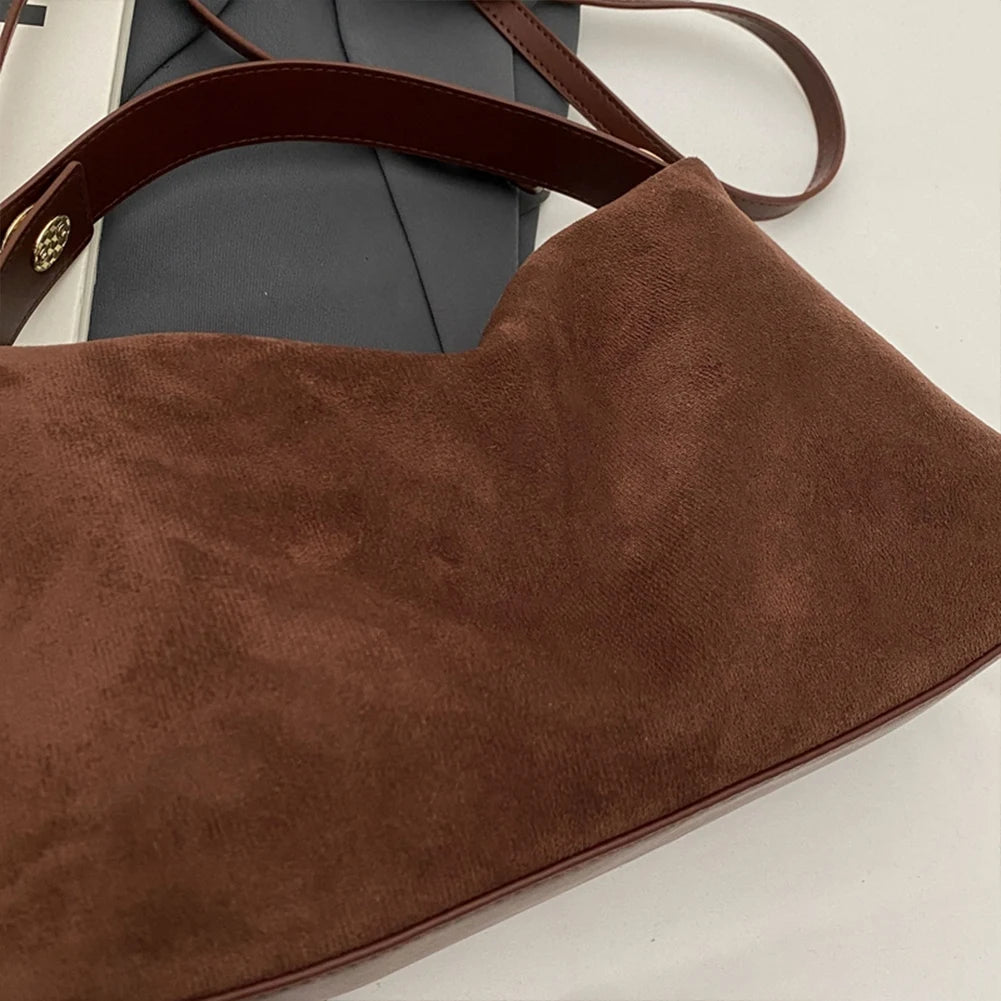 Women Suede Shoulder Bag Adjustable Strap Crossbody Bag With Inner Pocket Handbag Zipper Clutch Purse for Work Travel.