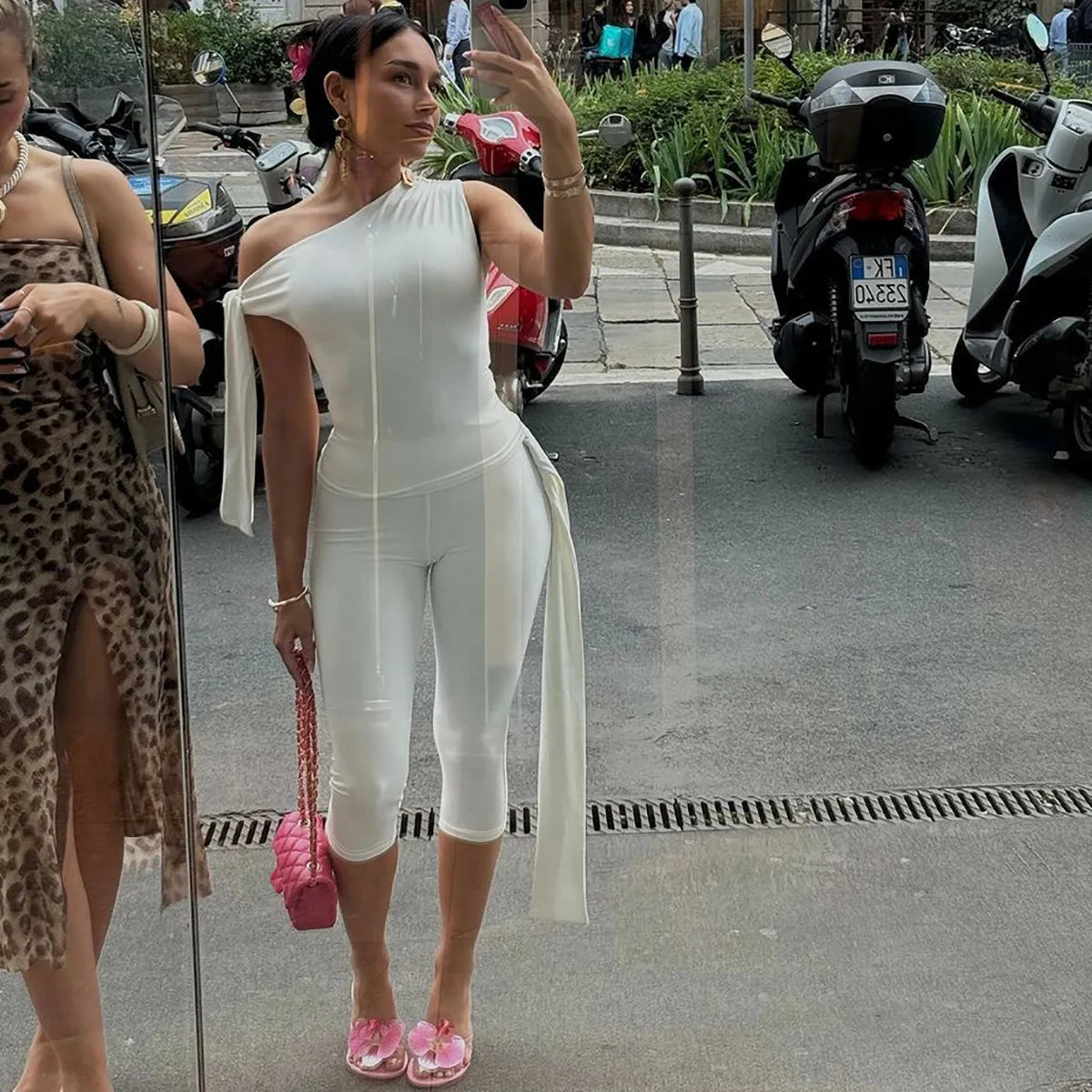 Tossy White Shorts 2 Piece-Set Female See-Through Slim Pleated Fashion Cropped Top And High Waist Shorts Sets Women's Outfits